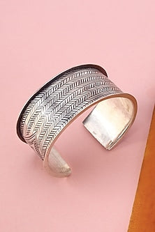 White Finish Temple Bangle In Sterling Silver