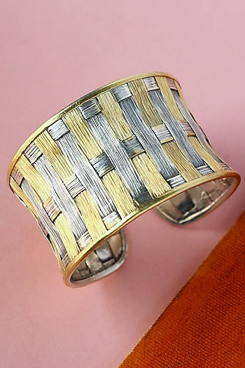 White Finish Temple Bangle In Sterling Silver