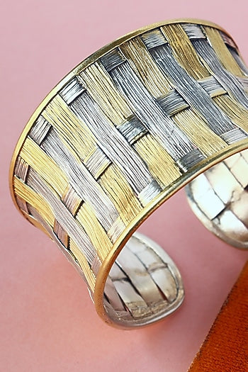 White Finish Temple Bangle In Sterling Silver