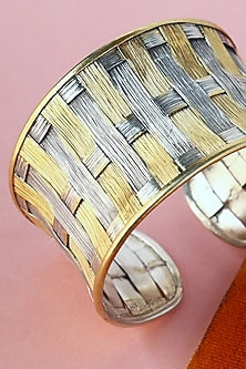 White Finish Temple Bangle In Sterling Silver