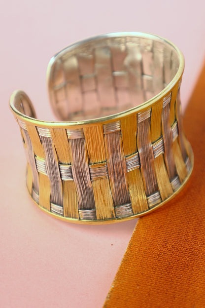 White Finish Temple Bangle In Sterling Silver