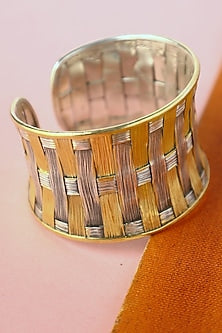 White Finish Temple Bangle In Sterling Silver