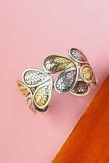 White Finish Temple Bangle In Sterling Silver