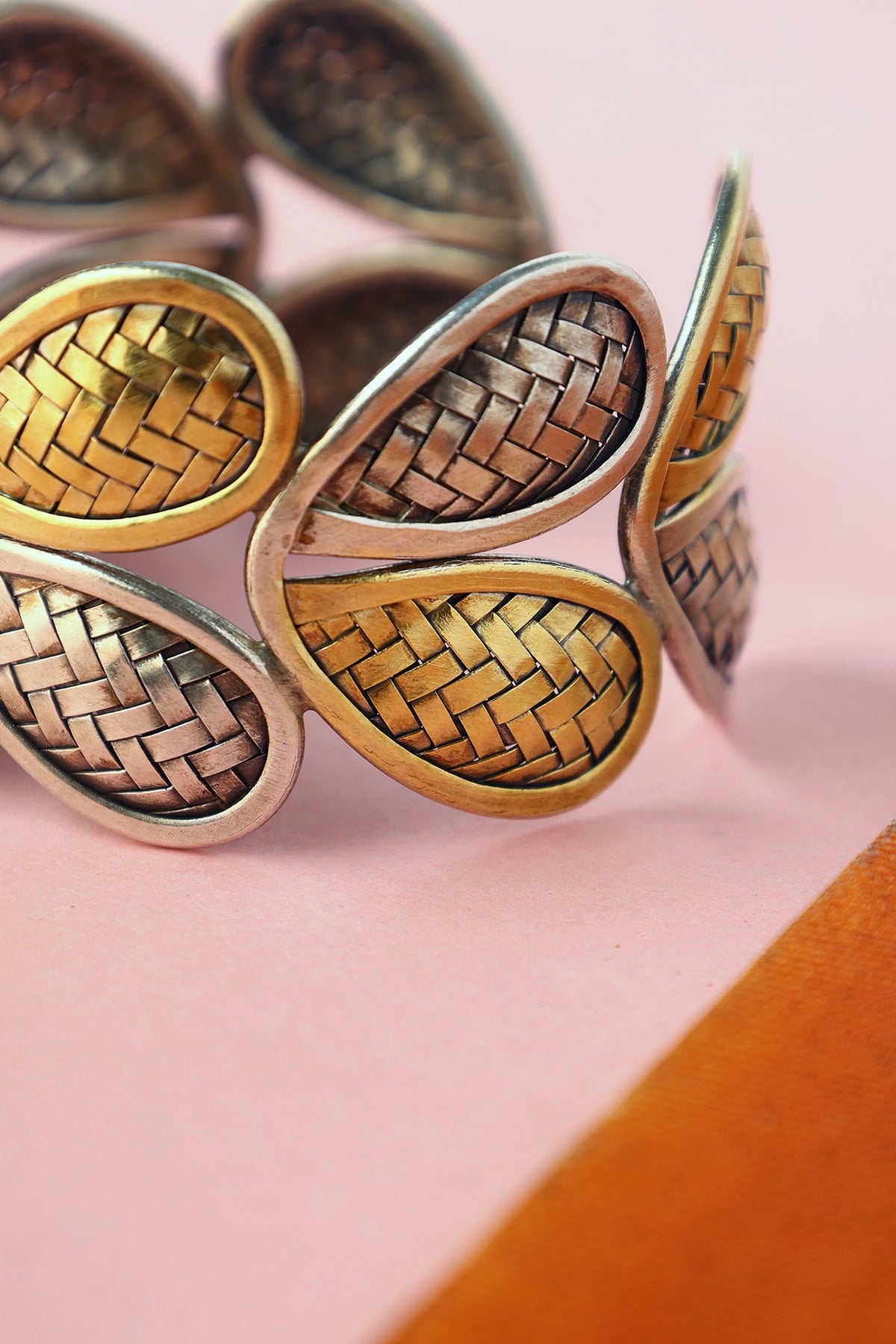 White Finish Temple Bangle In Sterling Silver