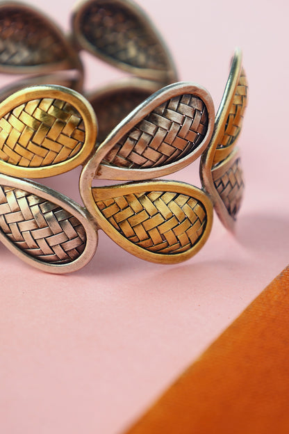White Finish Temple Bangle In Sterling Silver