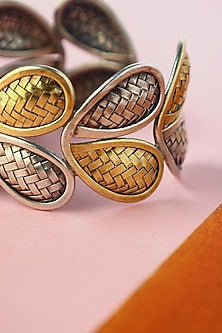 White Finish Temple Bangle In Sterling Silver