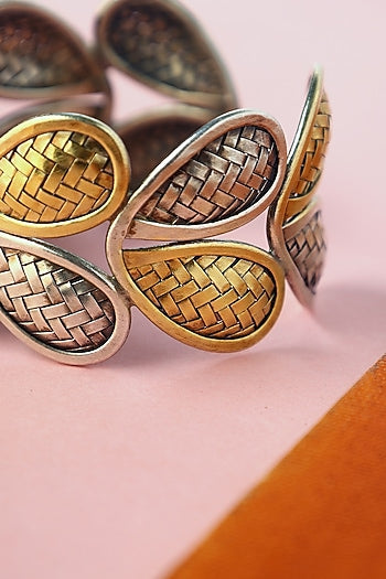 White Finish Temple Bangle In Sterling Silver