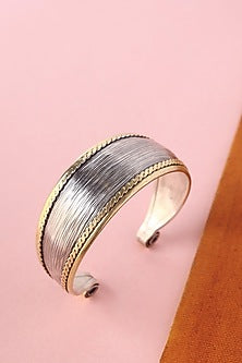 White Finish Temple Bangle In Sterling Silver