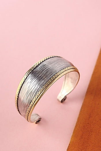 White Finish Temple Bangle In Sterling Silver