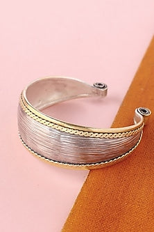 White Finish Temple Bangle In Sterling Silver