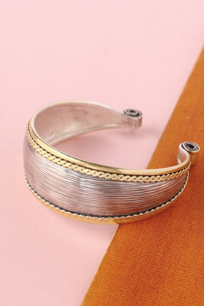 White Finish Temple Bangle In Sterling Silver