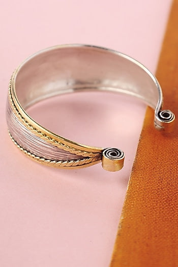 White Finish Temple Bangle In Sterling Silver