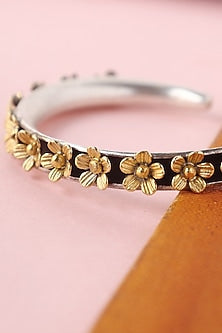 White Finish Temple Bangle In Sterling Silver