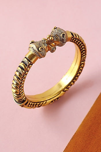 White Finish Temple Bangle In Sterling Silver