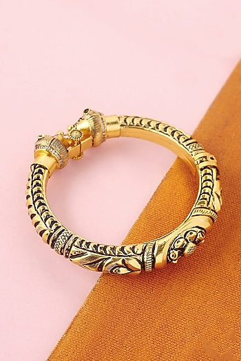 White Finish Temple Bangle In Sterling Silver