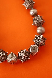 White Finish Temple Necklace Set In Sterling Silver