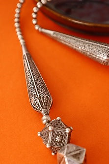 White Finish Temple Necklace Set In Sterling Silver