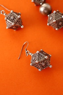 White Finish Temple Necklace Set In Sterling Silver