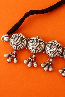 White Finish Temple Necklace Set In Sterling Silver