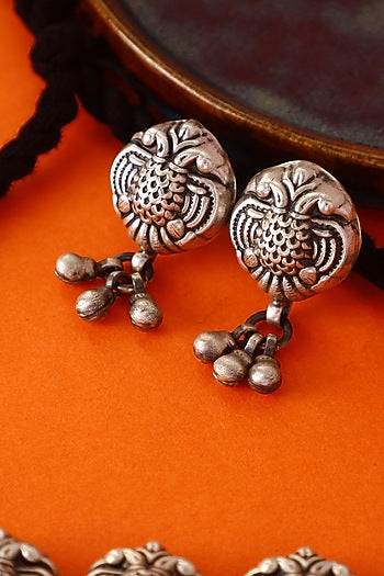 White Finish Temple Necklace Set In Sterling Silver