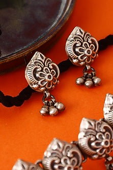 White Finish Temple Necklace Set In Sterling Silver