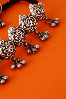 White Finish Temple Necklace Set In Sterling Silver