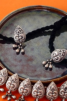 White Finish Temple Necklace Set In Sterling Silver