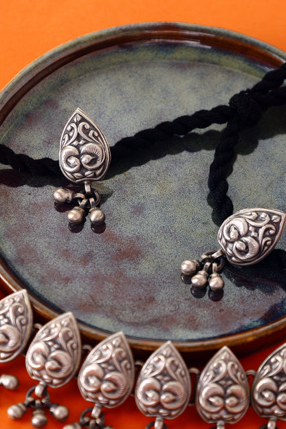 White Finish Temple Necklace Set In Sterling Silver