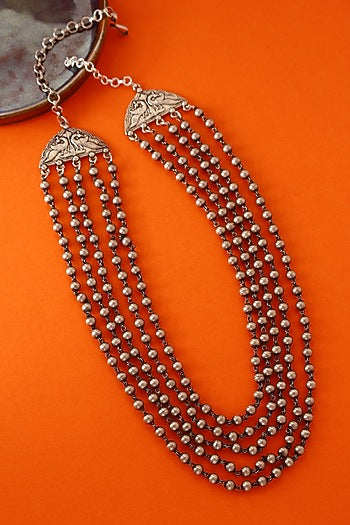 White Finish Temple Necklace In Sterling Silver
