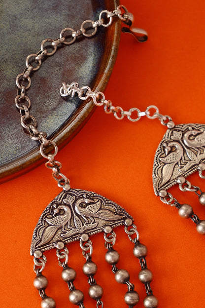 White Finish Temple Necklace In Sterling Silver