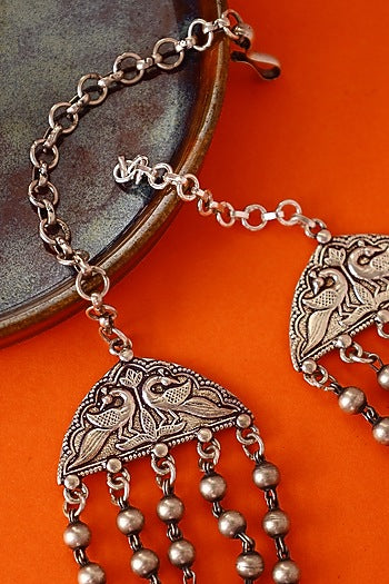 White Finish Temple Necklace In Sterling Silver