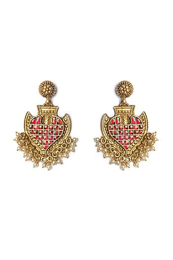 Gold Finish Temple Earrings