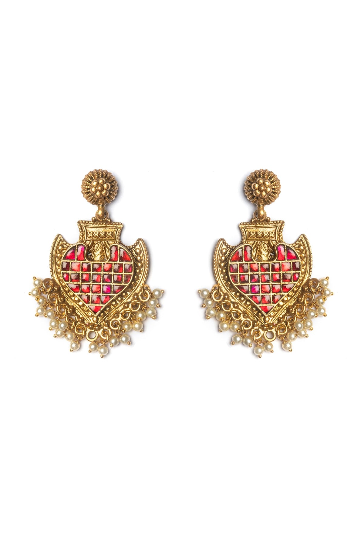 Gold Finish Temple Earrings