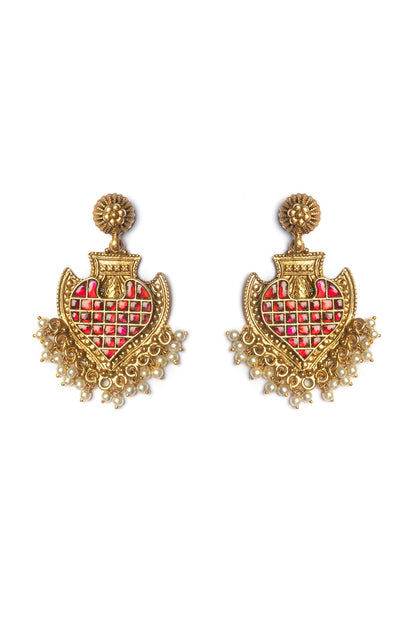 Gold Finish Temple Earrings
