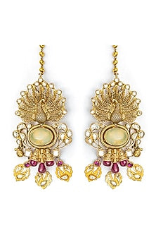 Gold Finish Peacock Earrings