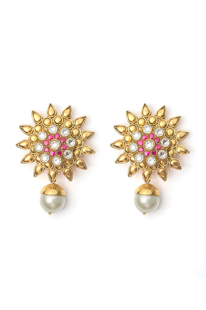 Gold Finish Kundan Stud Earrings
