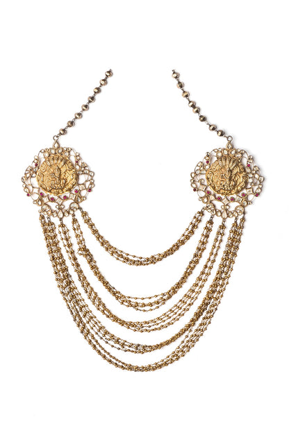 Gold Finish Temple Chain Necklace