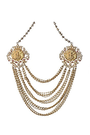 Gold Finish Temple Chain Necklace