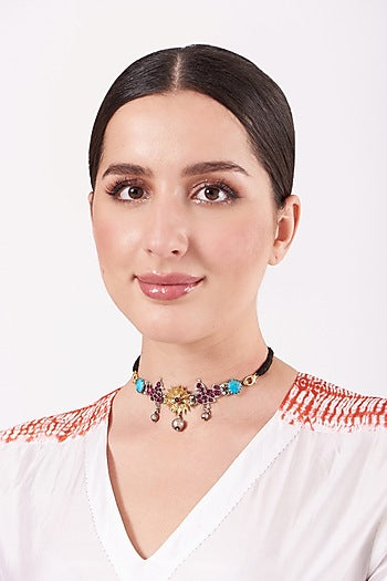 Two Tone Finish Temple Necklace In Sterling Silver