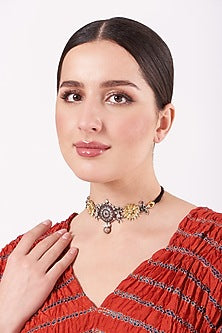 Two Tone Finish Choker Necklace In Sterling Silver