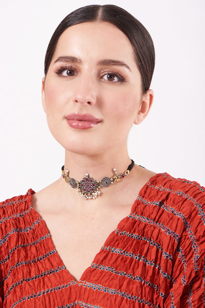 Two Tone Finish Necklace In Sterling Silver