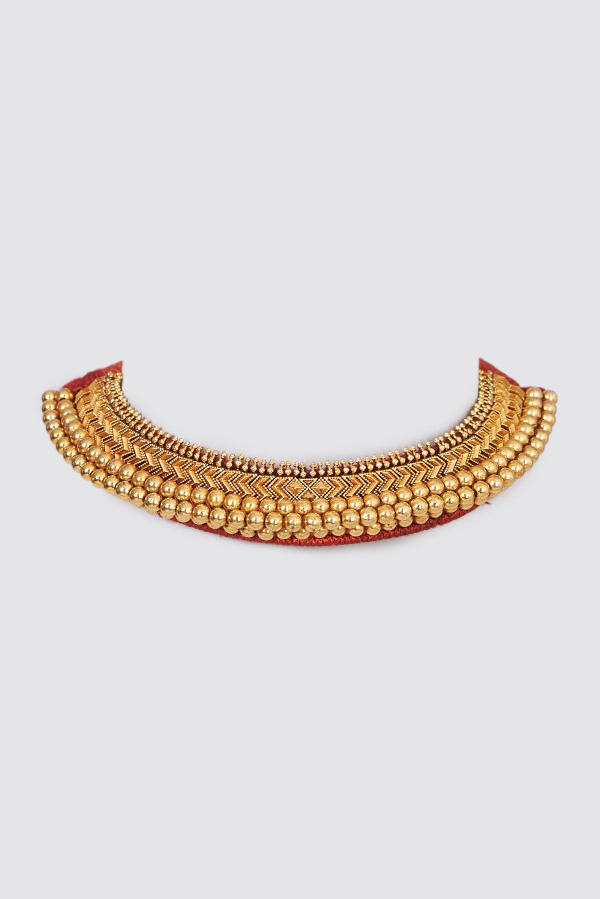 Gold Finish Temple Necklace In Sterling Silver