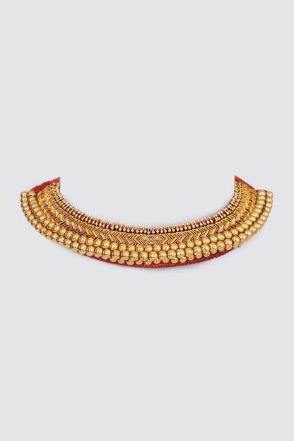 Gold Finish Temple Necklace In Sterling Silver