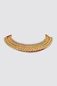 Gold Finish Temple Necklace In Sterling Silver