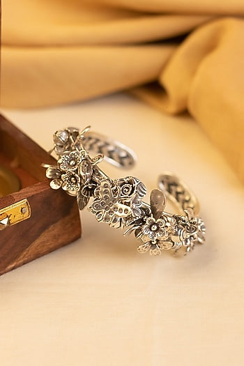 White Finish Bangle In Sterling Silver