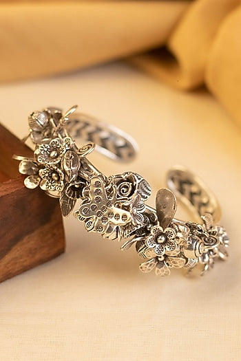 White Finish Bangle In Sterling Silver