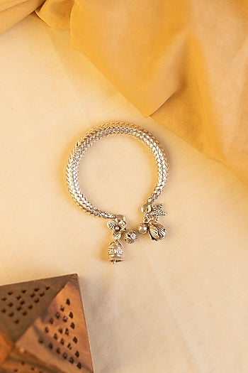White Finish Bangle In Sterling Silver