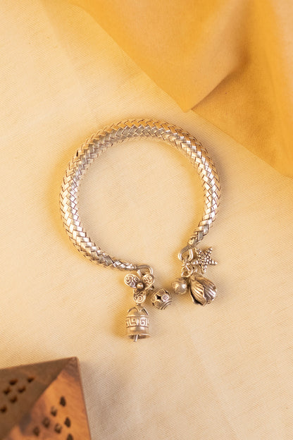 White Finish Bangle In Sterling Silver