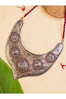 White Finish Temple Long Necklace In Sterling Silver