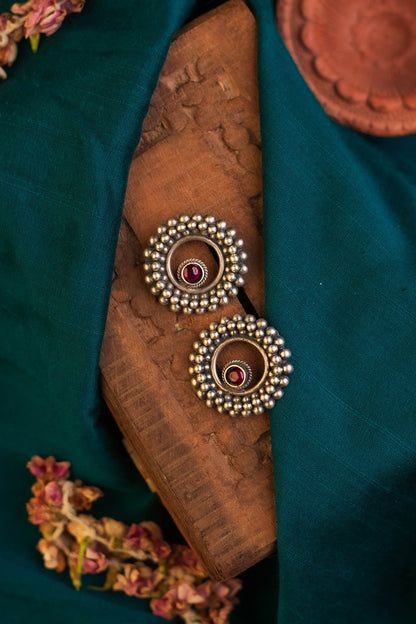 White Finish Kempstone Temple Dangler Earrings In Sterling Silver